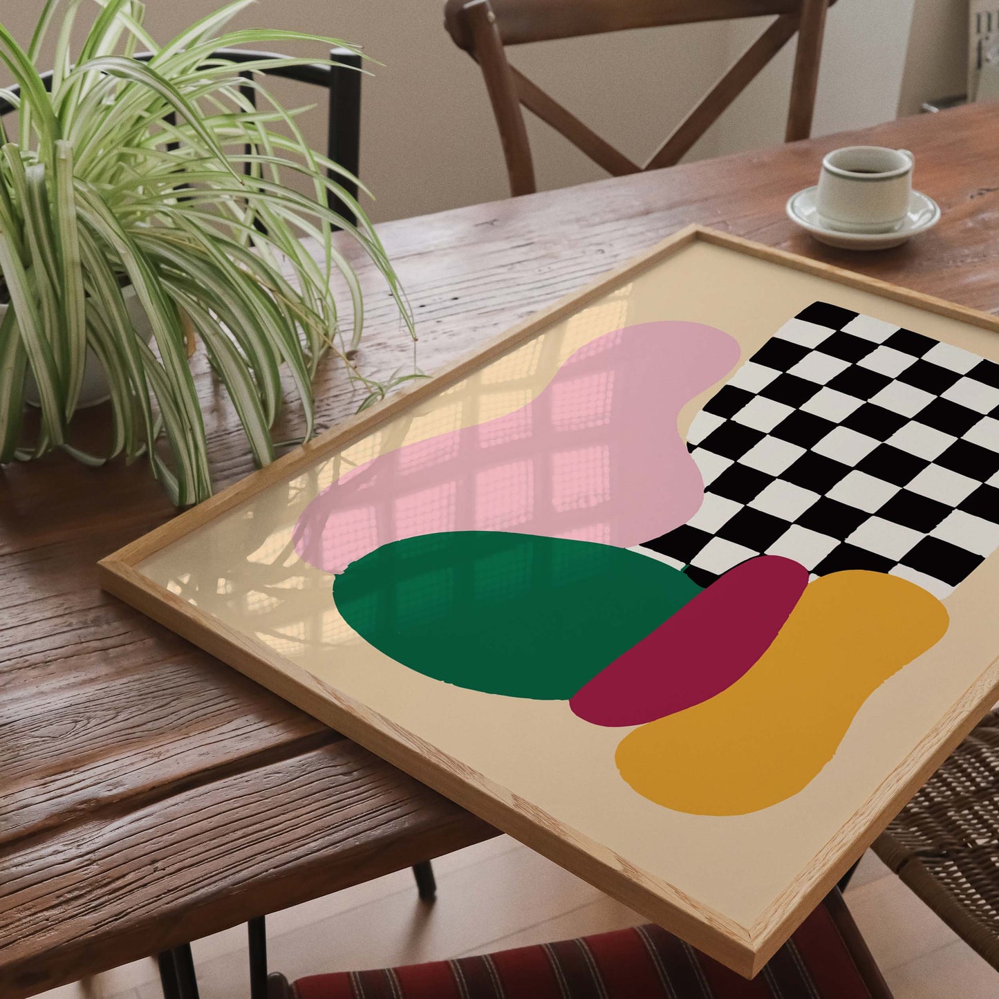 Abstract Checkerboard Wall Print