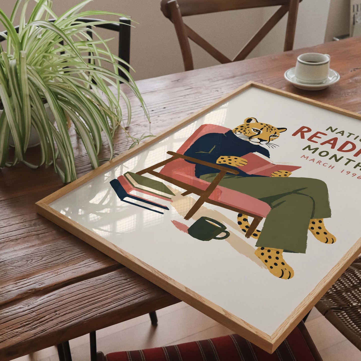 Vintage National Reading Month Leopard Poster