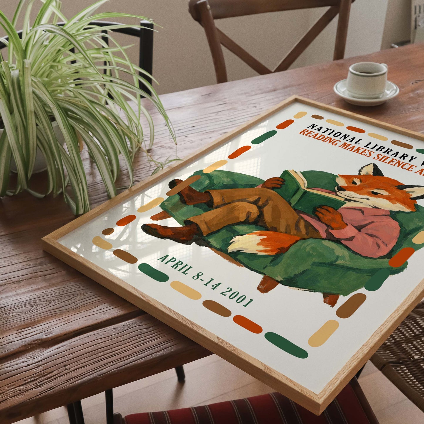 National Library Week Fox Reading Print