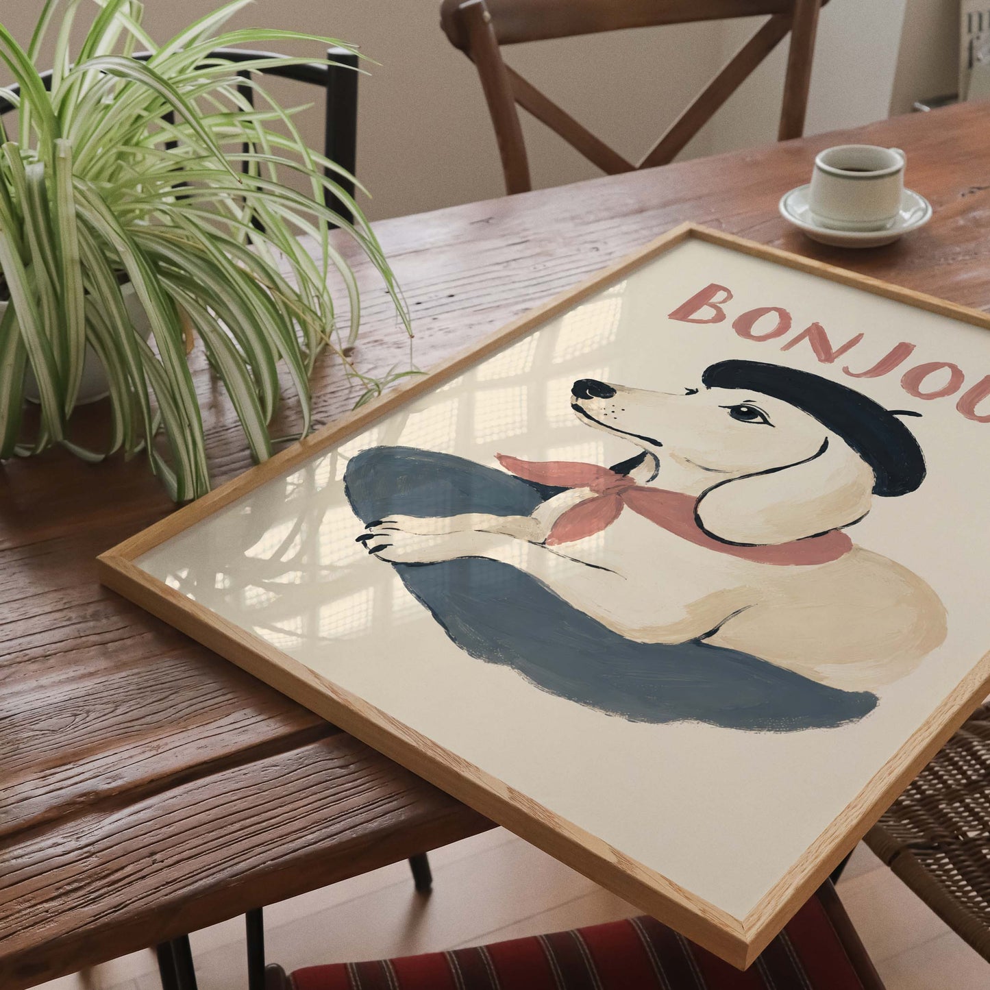 Bonjour Dachshund Wall Art Print