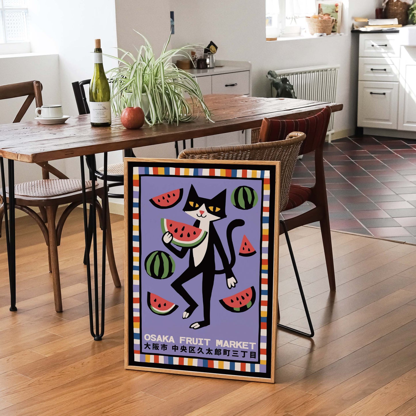 Osaka Fruit Market Cat Poster