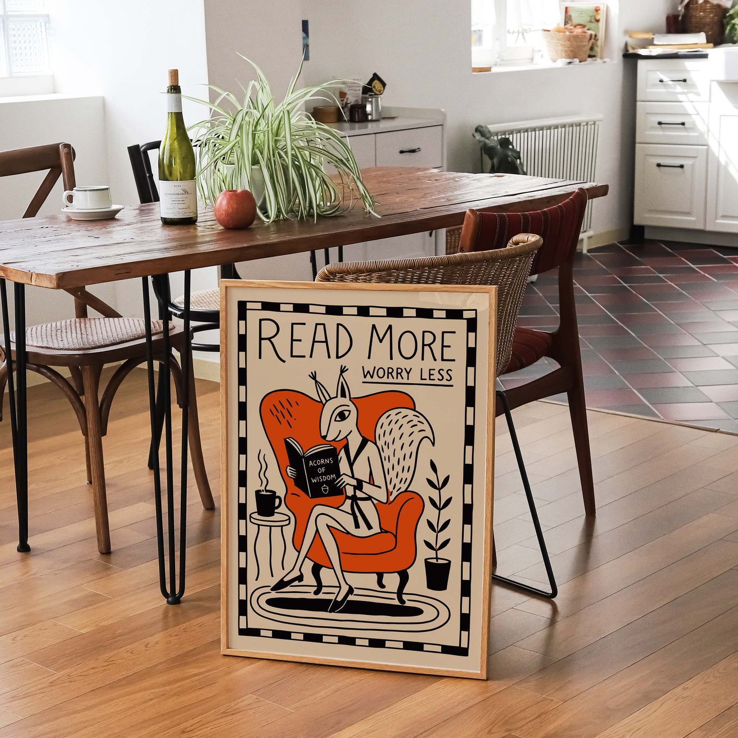 Reading Squirrel Motivation Print