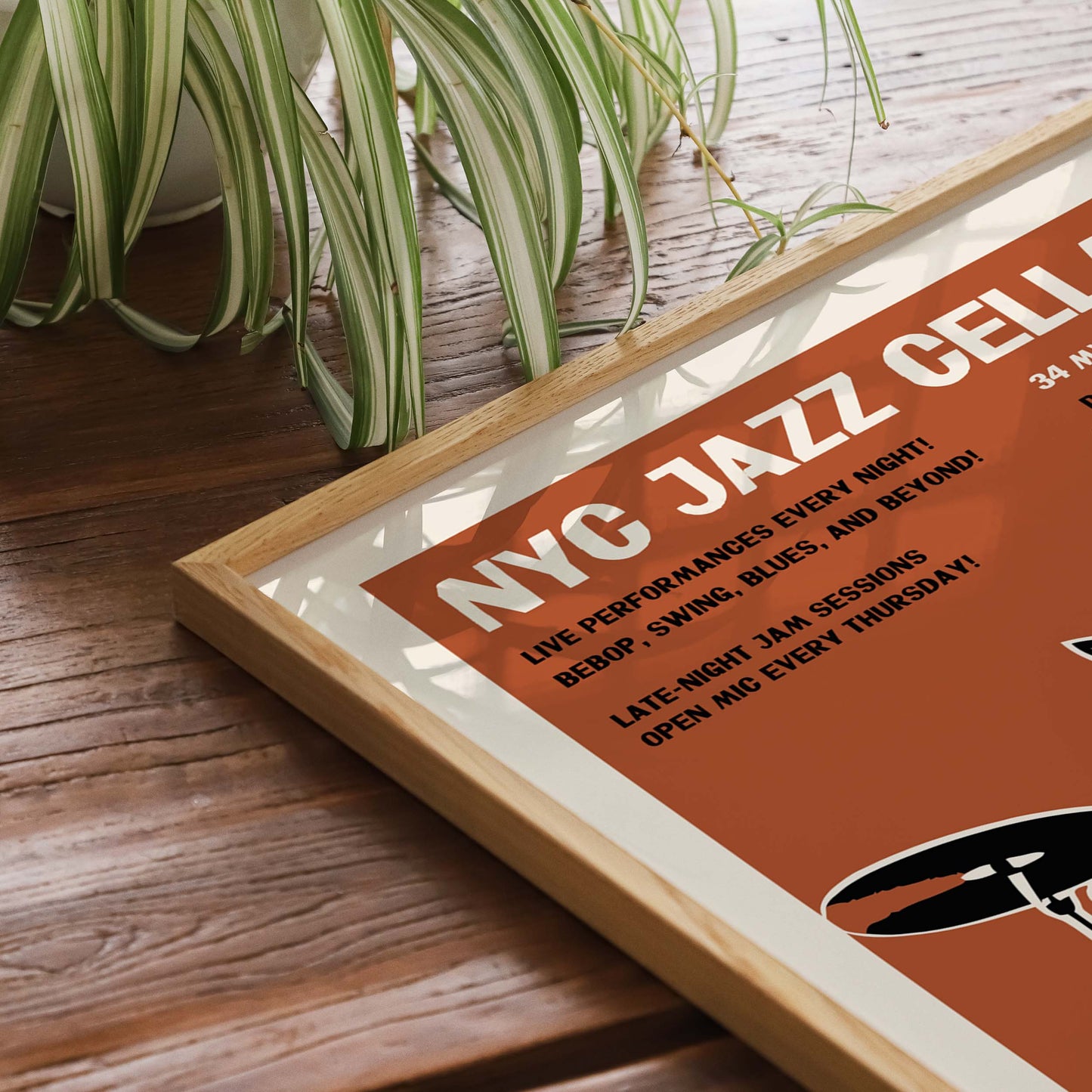 NYC Jazz Cellar Cat Drummer Wall Print