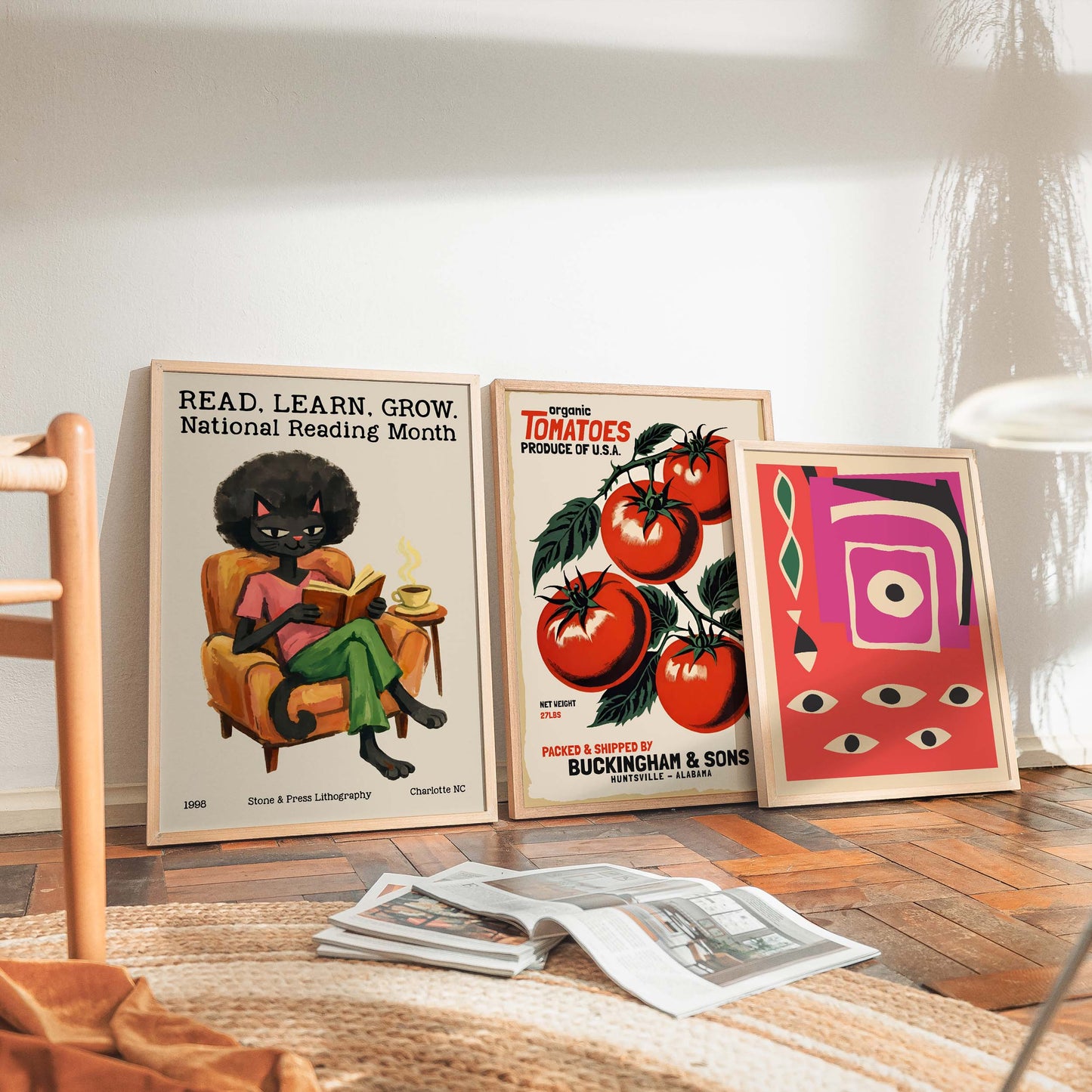 National Reading Month Cat Poster Print
