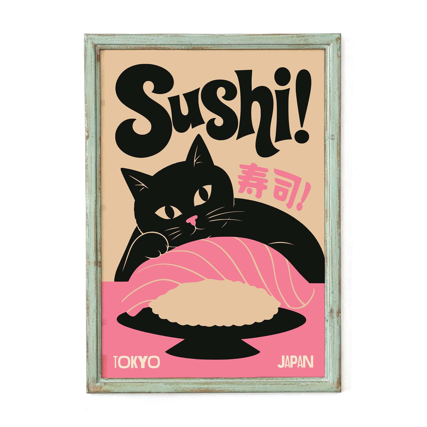 Sushi Cat Japanese Poster Print