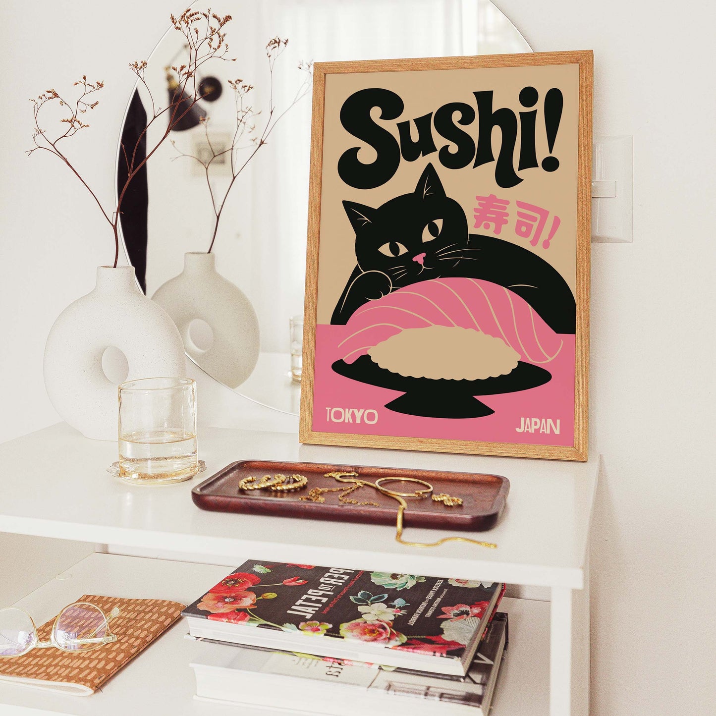 Sushi Cat Japanese Poster Print