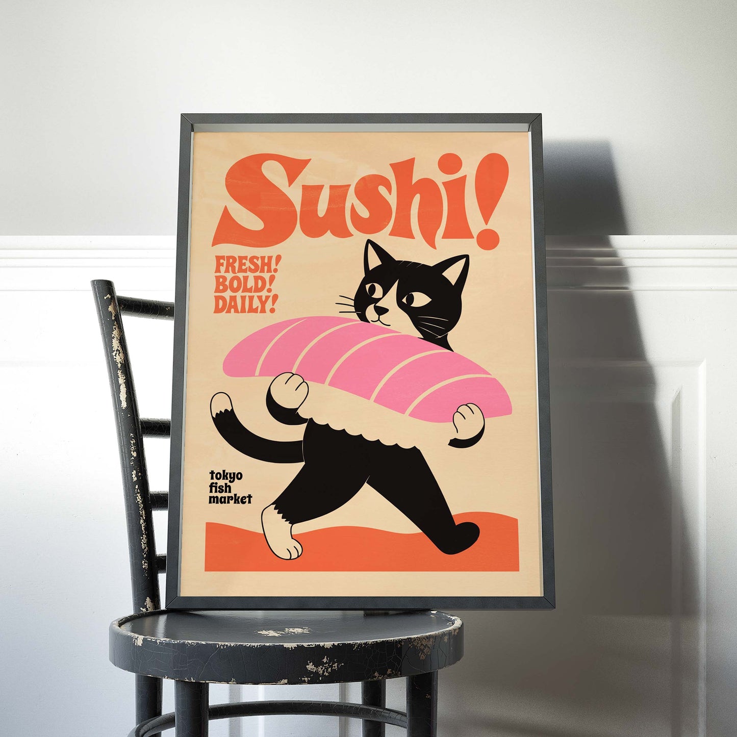 Tokyo Sushi Cat Poster Wall Art