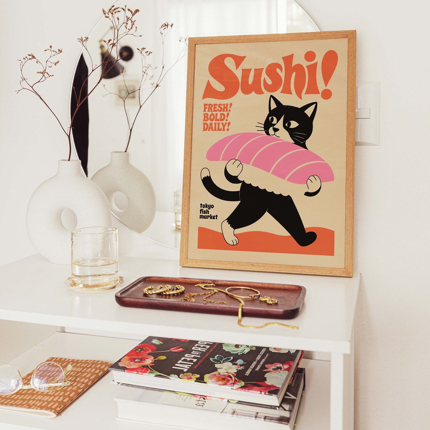 Tokyo Sushi Cat Poster Wall Art