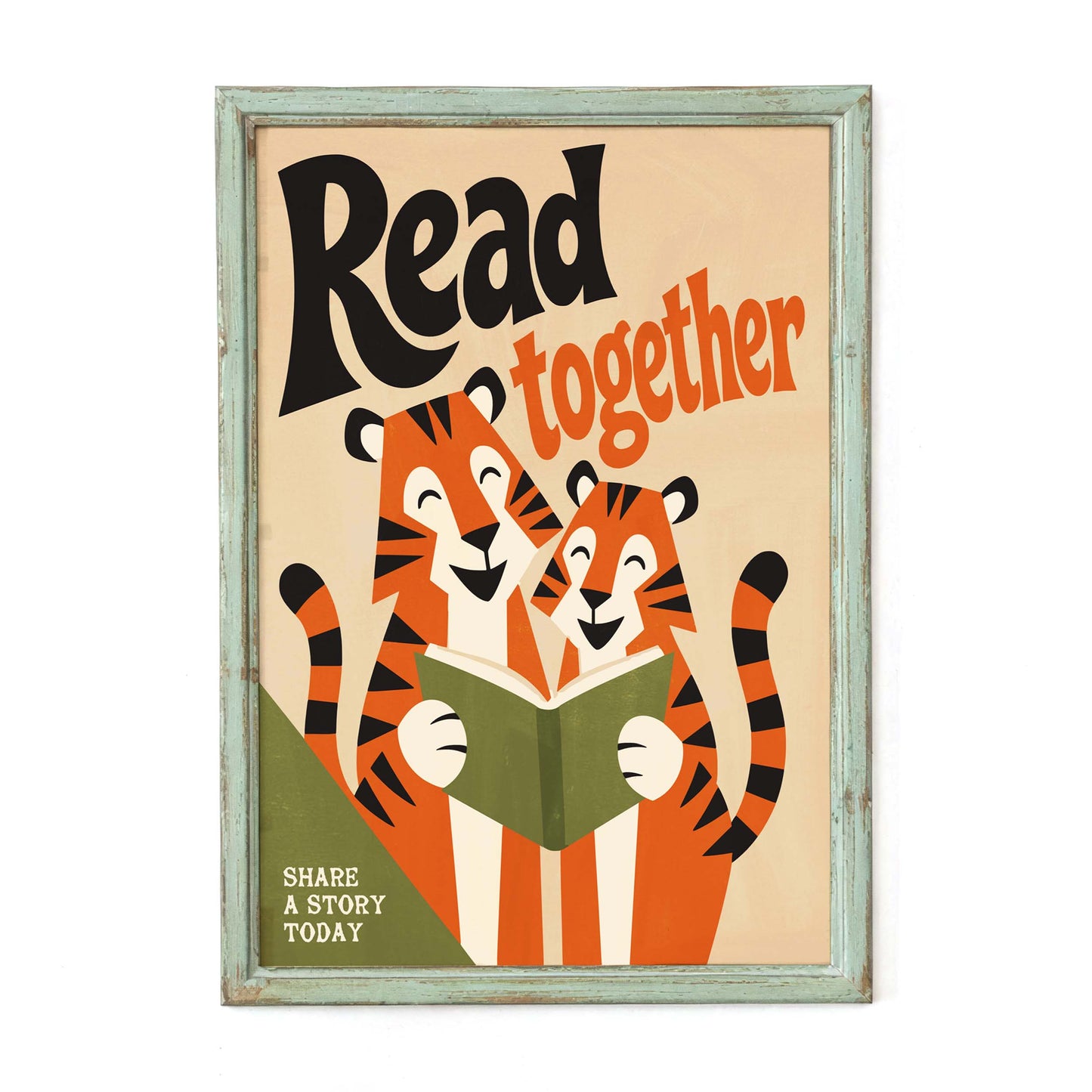 Read Together Tigers Poster Wall Art
