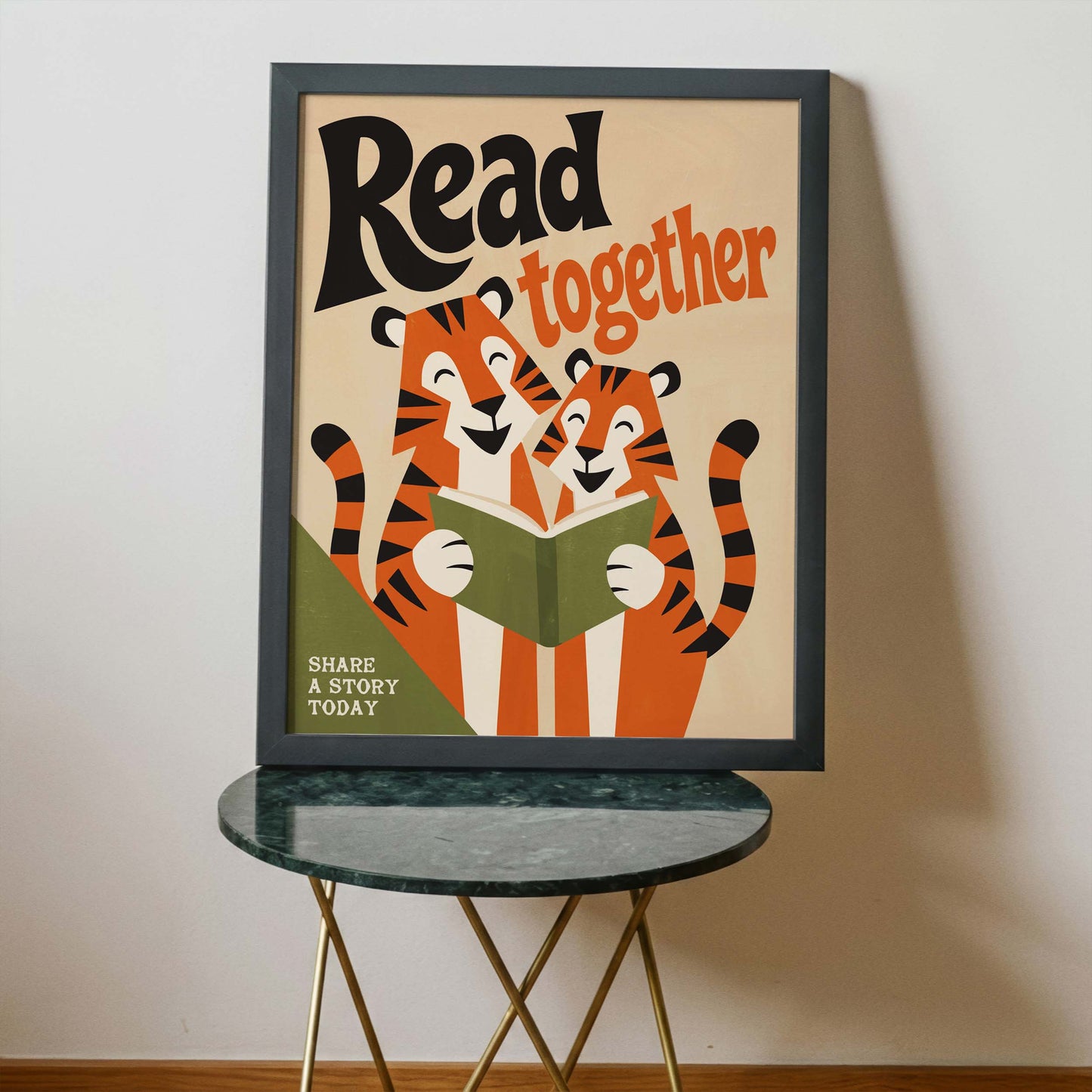 Read Together Tigers Poster Wall Art