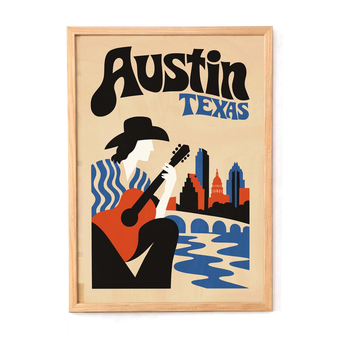 Austin Texas Print For Rustic Living Room