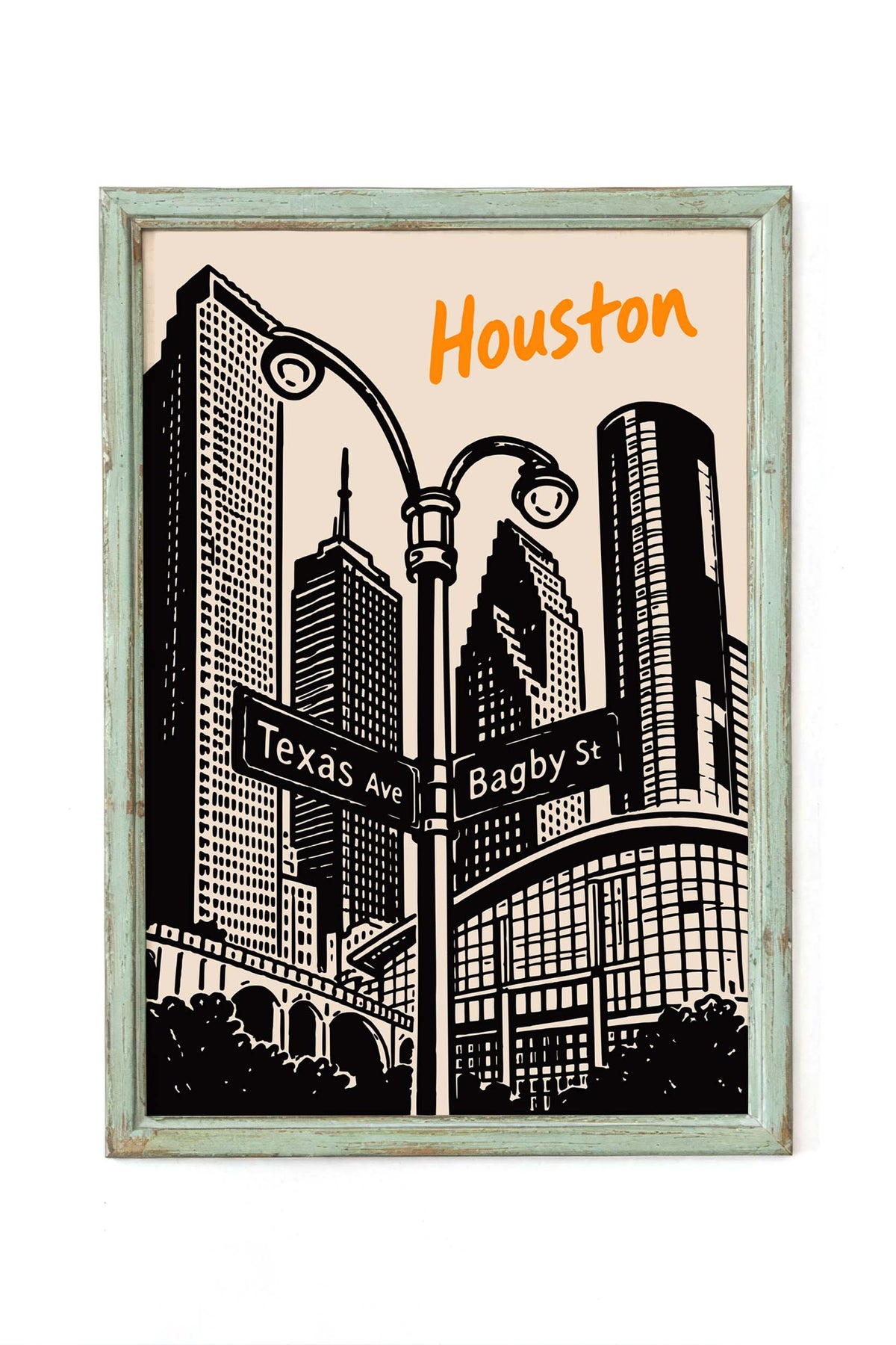 Houston Texas Avenue Skyline Print