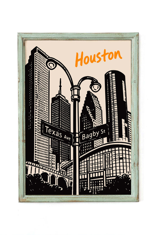 Houston Texas Avenue Skyline Print