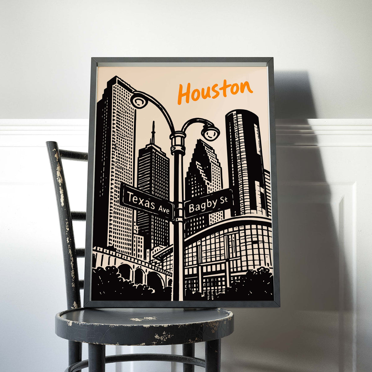 Houston Texas Avenue Skyline Print