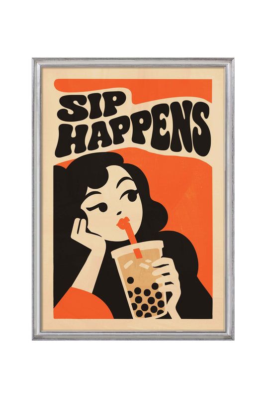 Sip Happiness Bubble Tea Poster