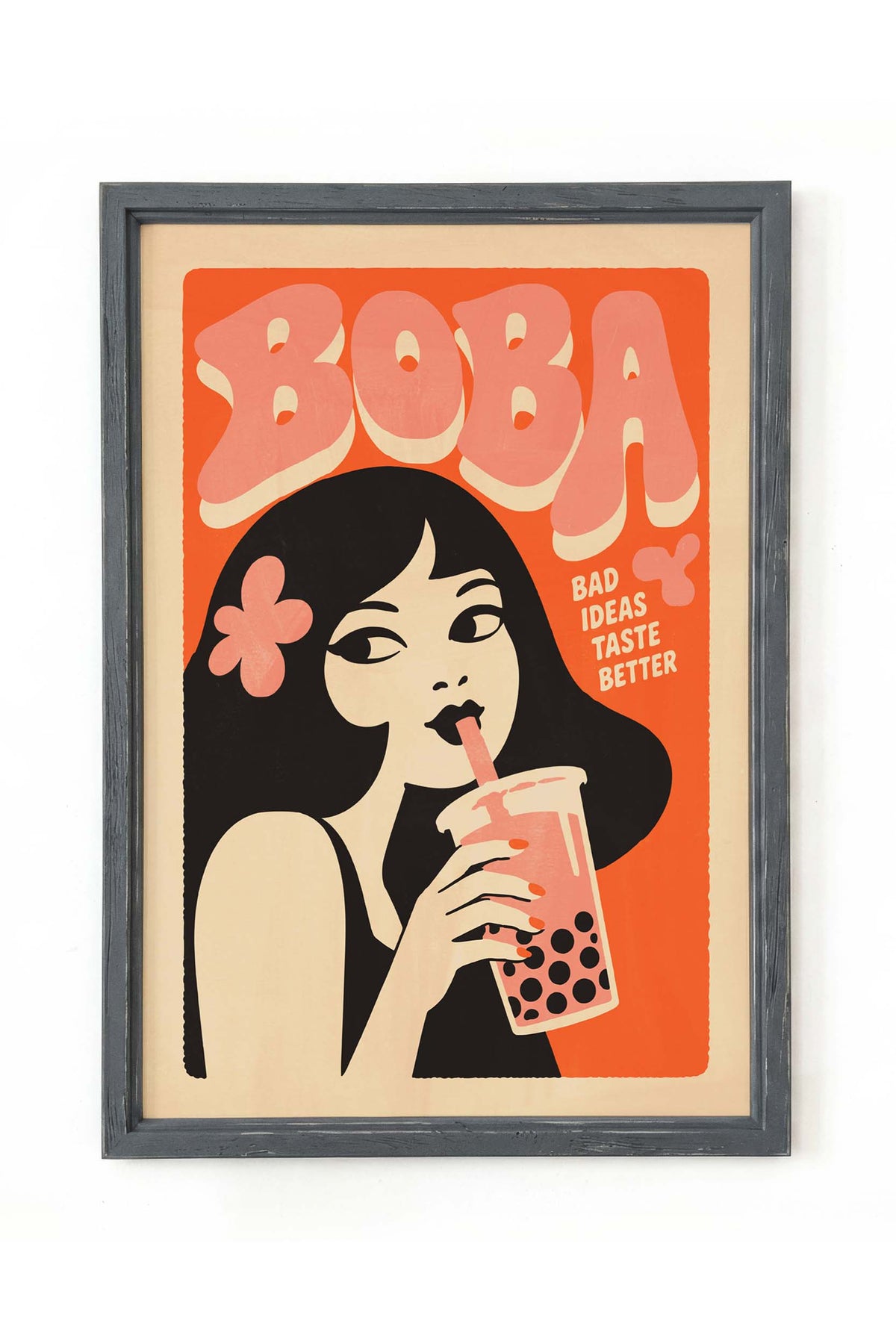 Boba Girl Retro Poster