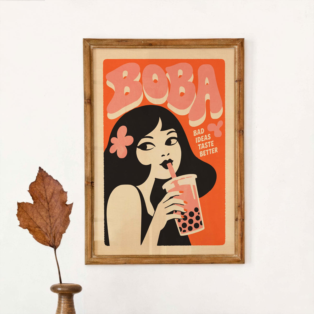 Boba Girl Retro Poster