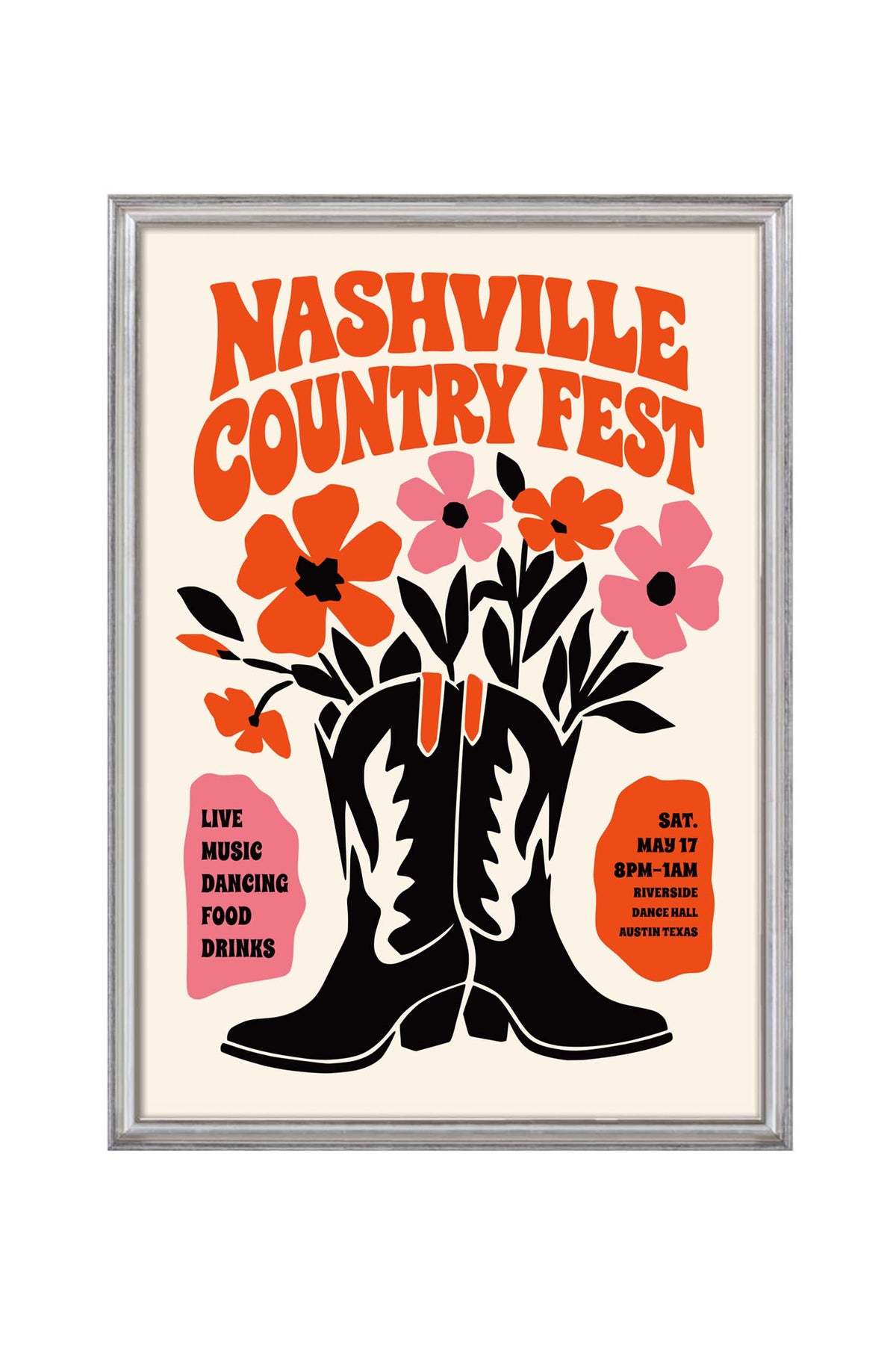 Nashville Country Fest Vintage Western Poster Print