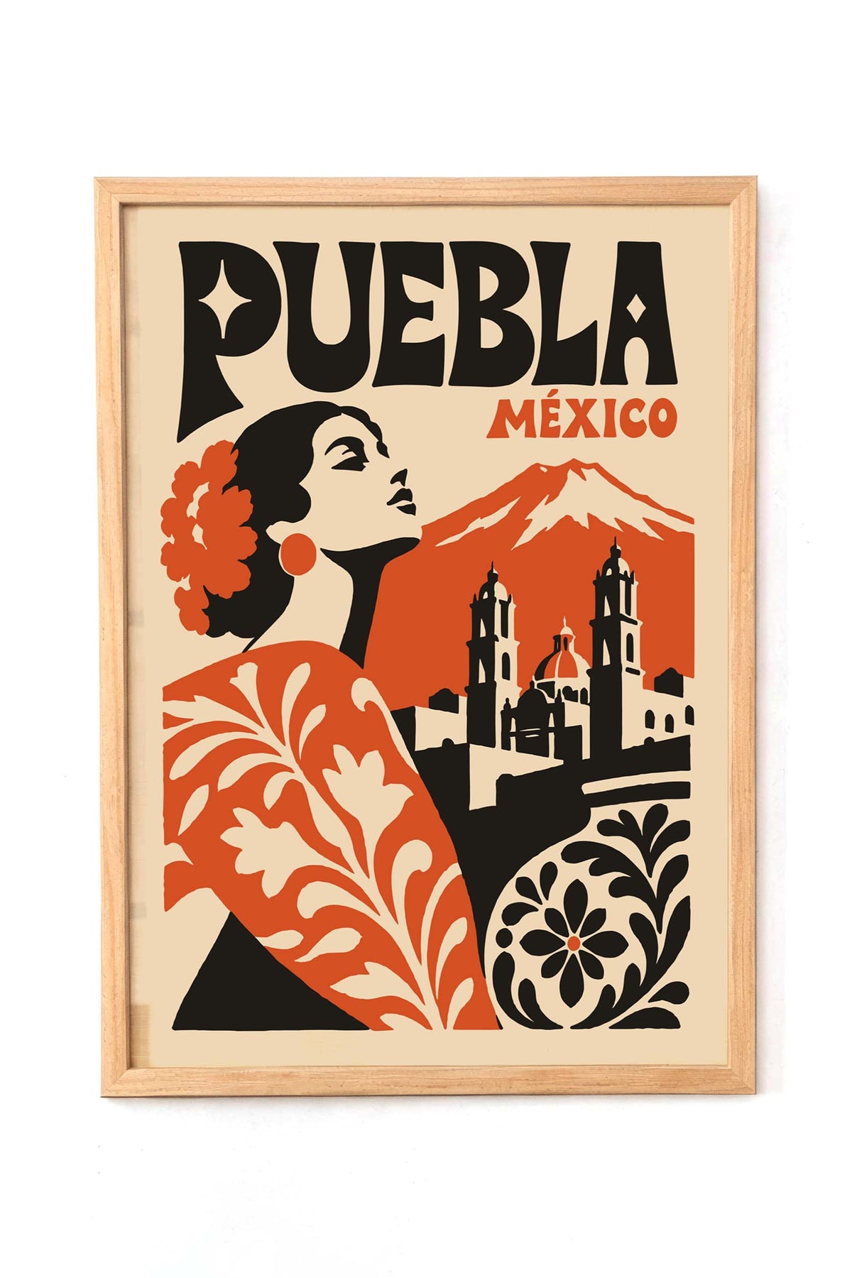 Puebla Mexico Vintage Travel Poster Wall Art