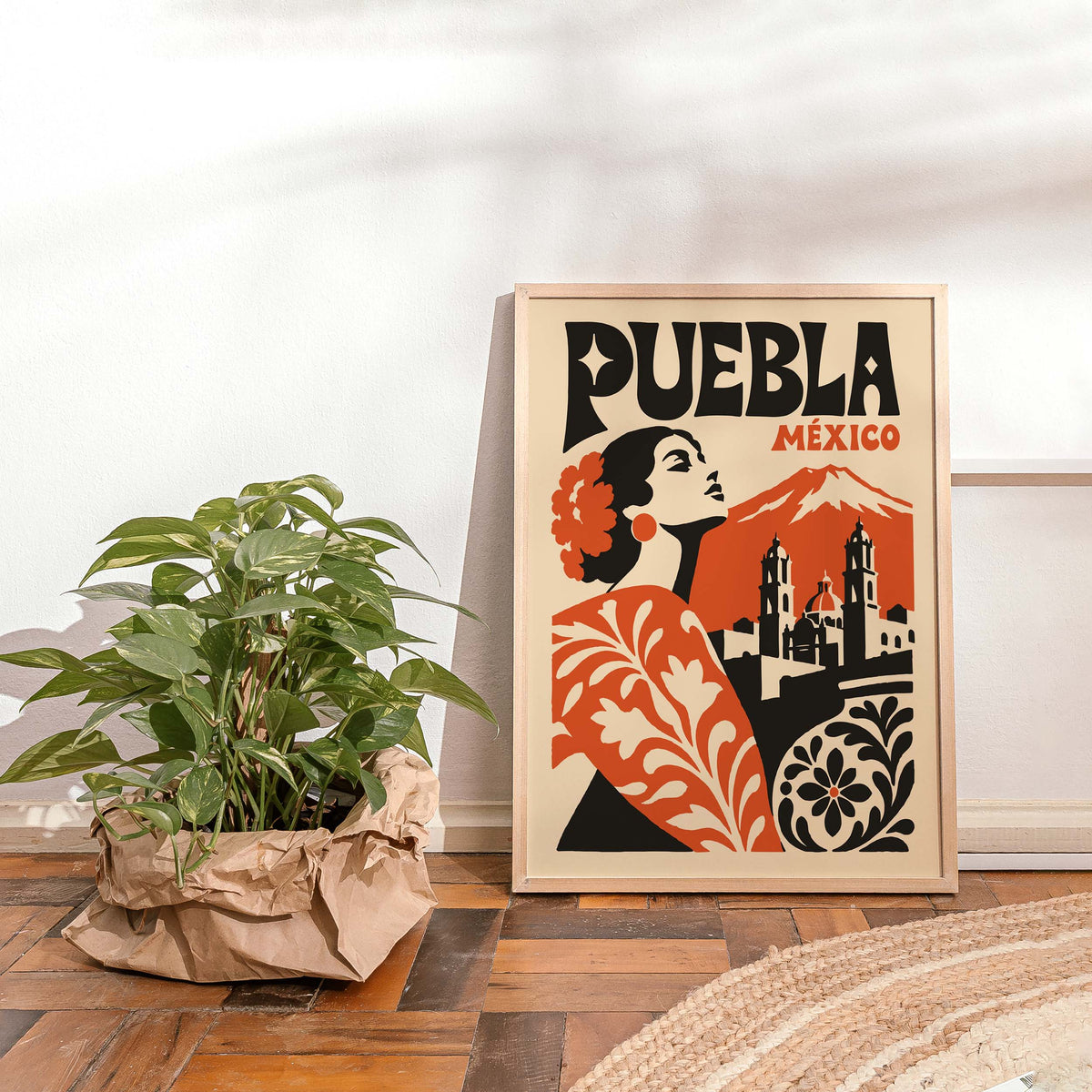 Puebla Mexico Vintage Travel Poster Wall Art