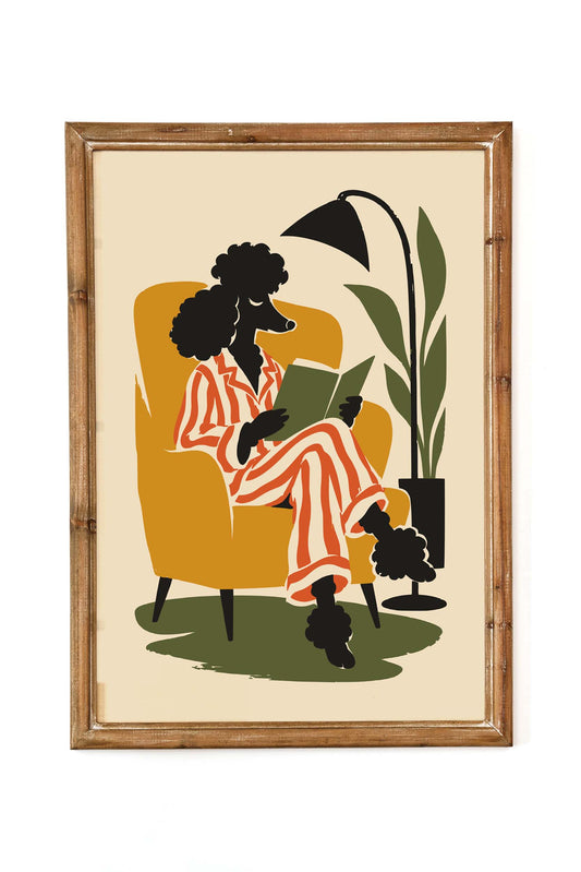 Poodle Reading Book Lover Print