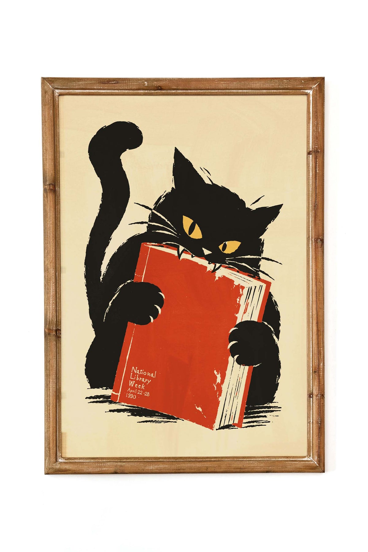 Black Cat Reading Book Poster