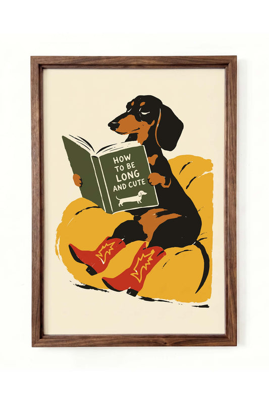 Dachshund Reading Book Poster Print