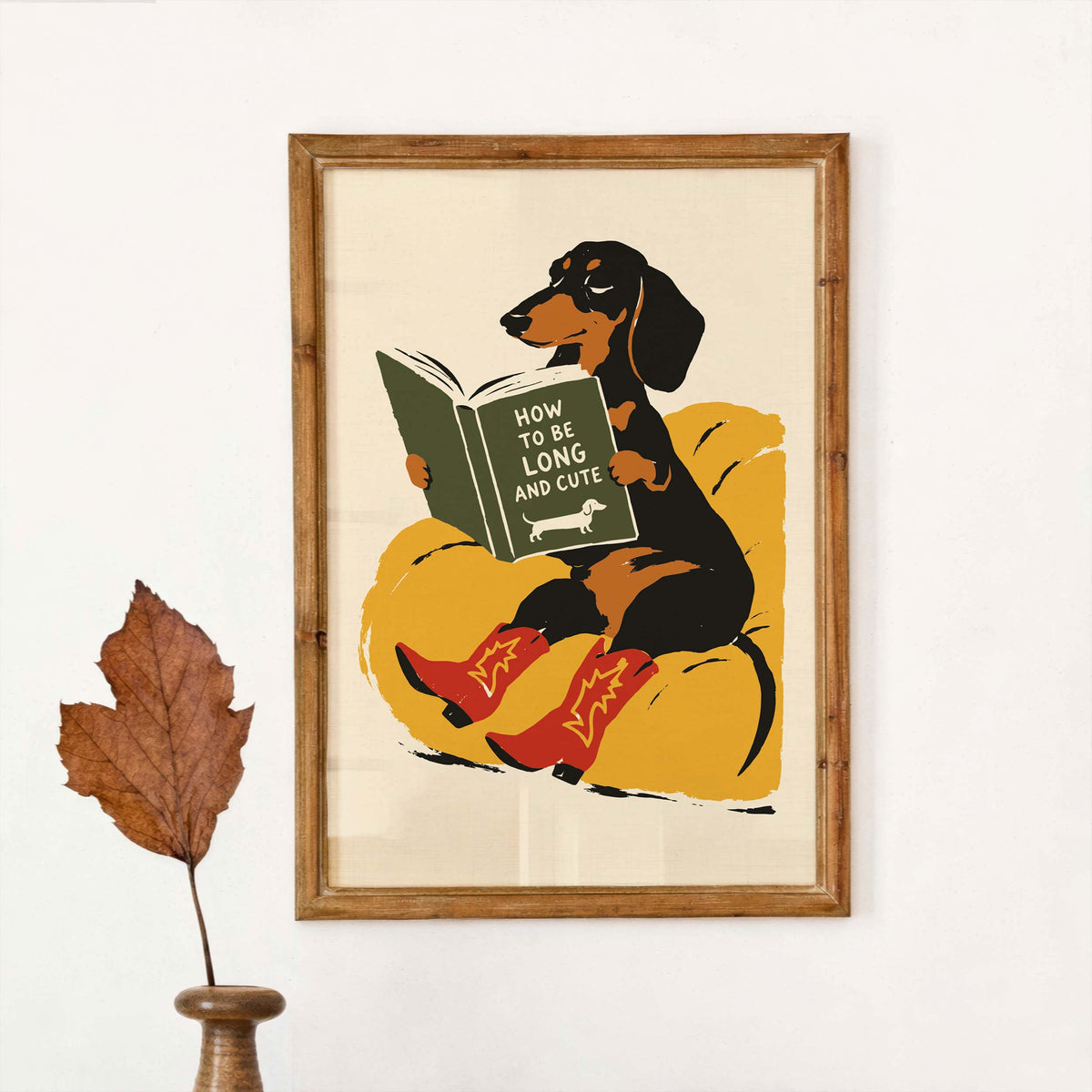 Dachshund Reading Book Poster Print