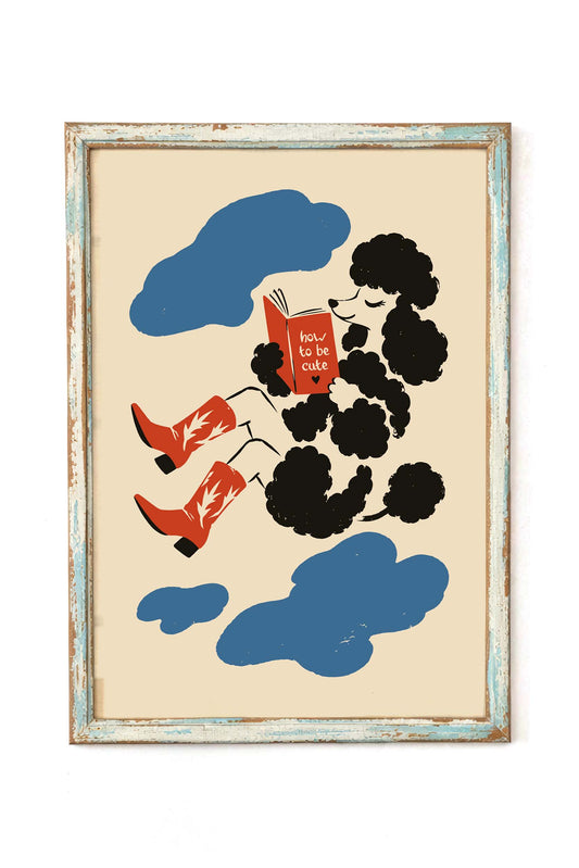 Reading Poodle Book Lover Wall Art