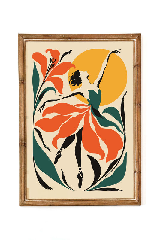 Ballet Dancer Vintage Botanical Wall Art Print