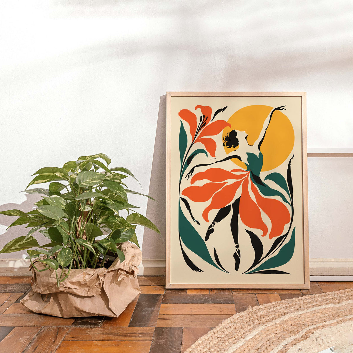 Ballet Dancer Vintage Botanical Wall Art Print
