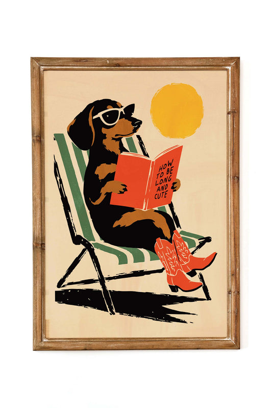 Reading Dachshund Wall Art Poster Print