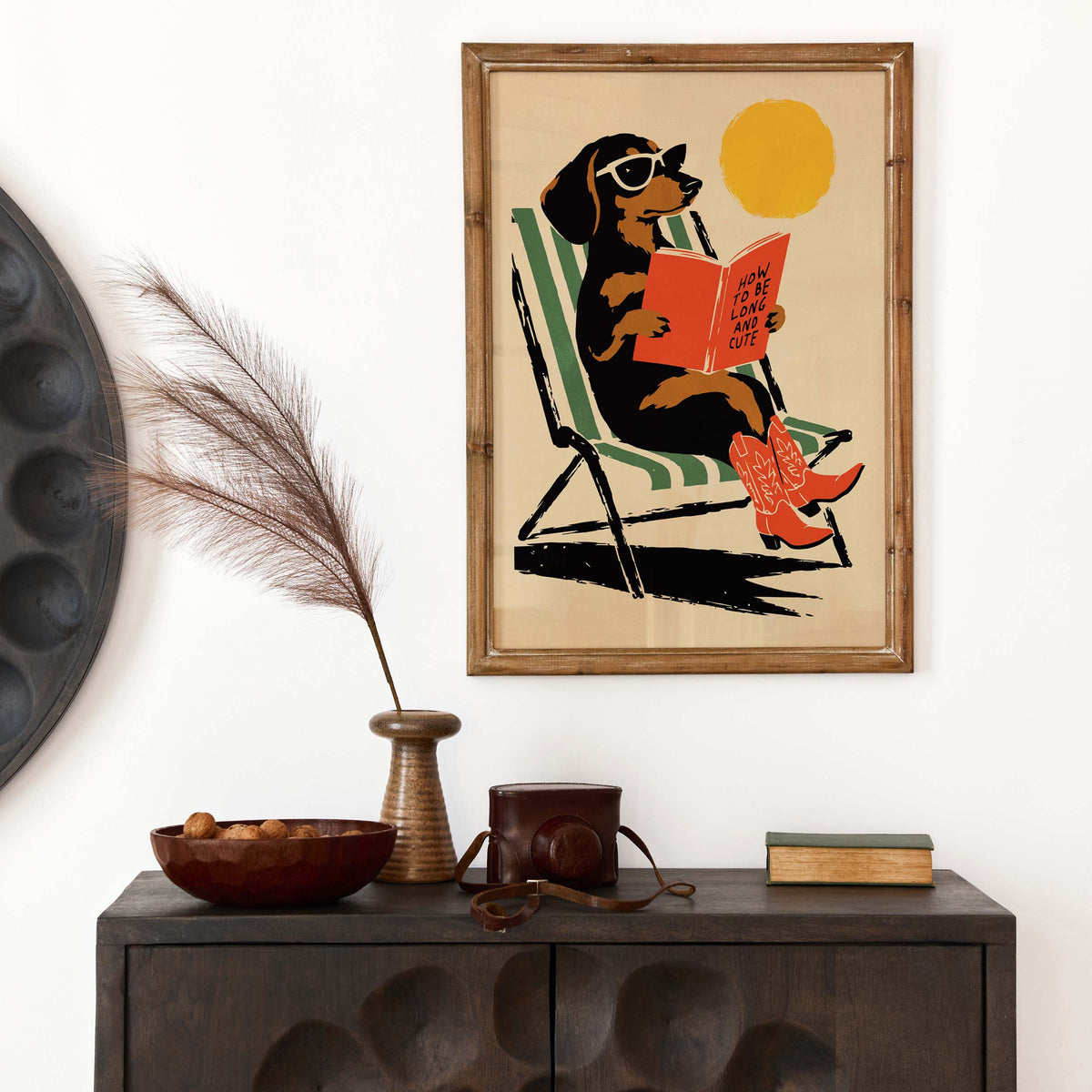 Reading Dachshund Wall Art Poster Print